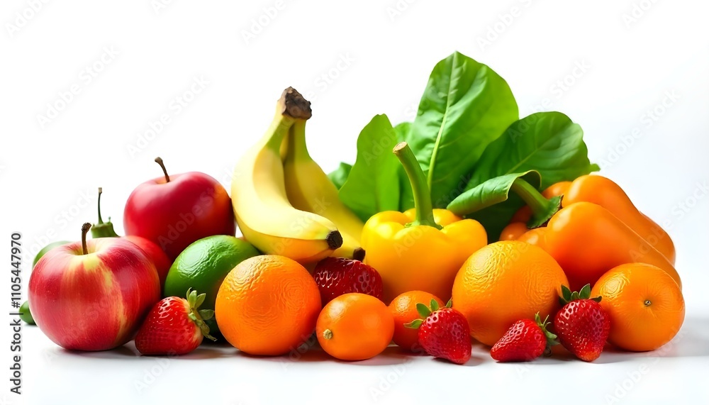vegetables and fruits on a white background vegetables and fruits on a white background