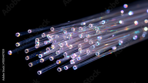 Ai generate fiber optic technology laboratory image capture dark environment close-up view innovative concepts for modern connectivity