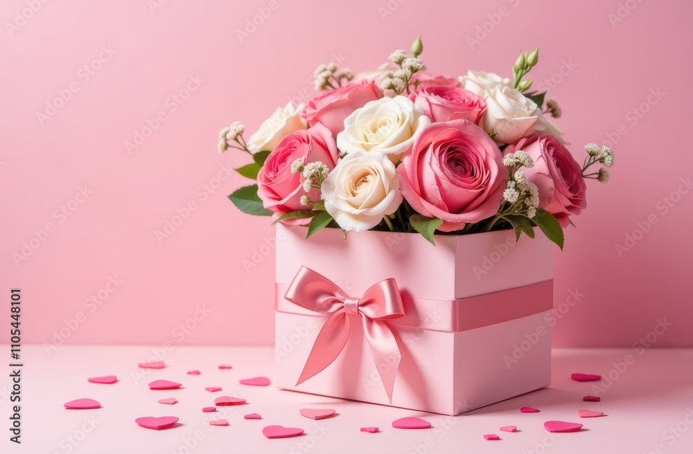 Delicate bouquet flowers beautifully arranged in a chic box, wonderful gift for Valentine's Day, birthdays and Mother's Day. Delicate bouquet flowers beautifully arranged in a chic box, wonderful gift for Valentine's Day, birthdays and Mother's Day.