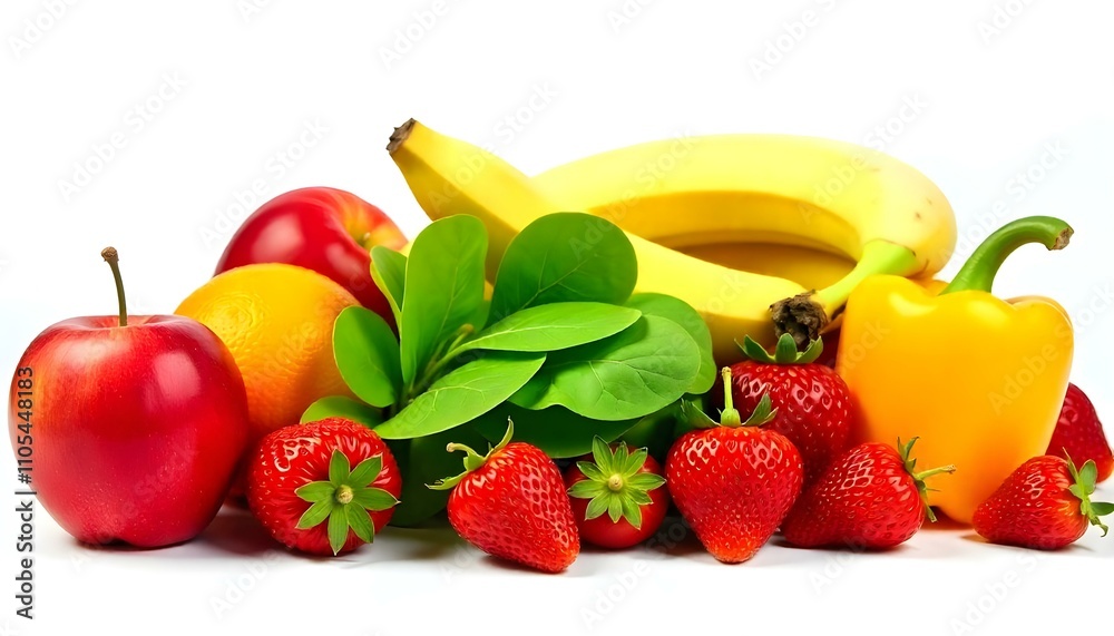 vegetables and fruits on a white background vegetables and fruits on a white background