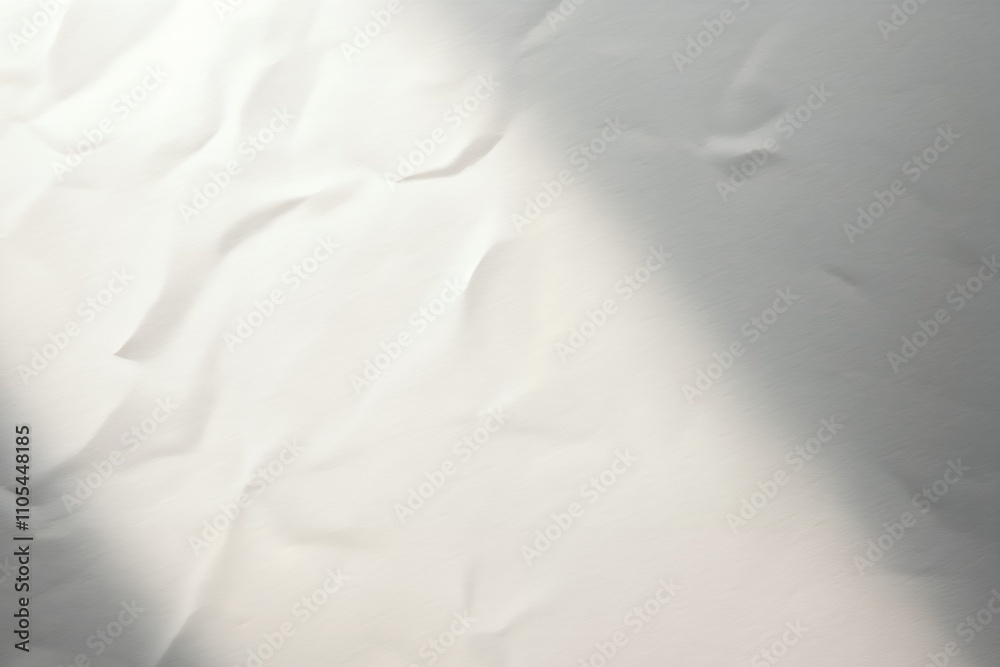 Obraz premium Plain white crumpled paper texture with soft shadows.