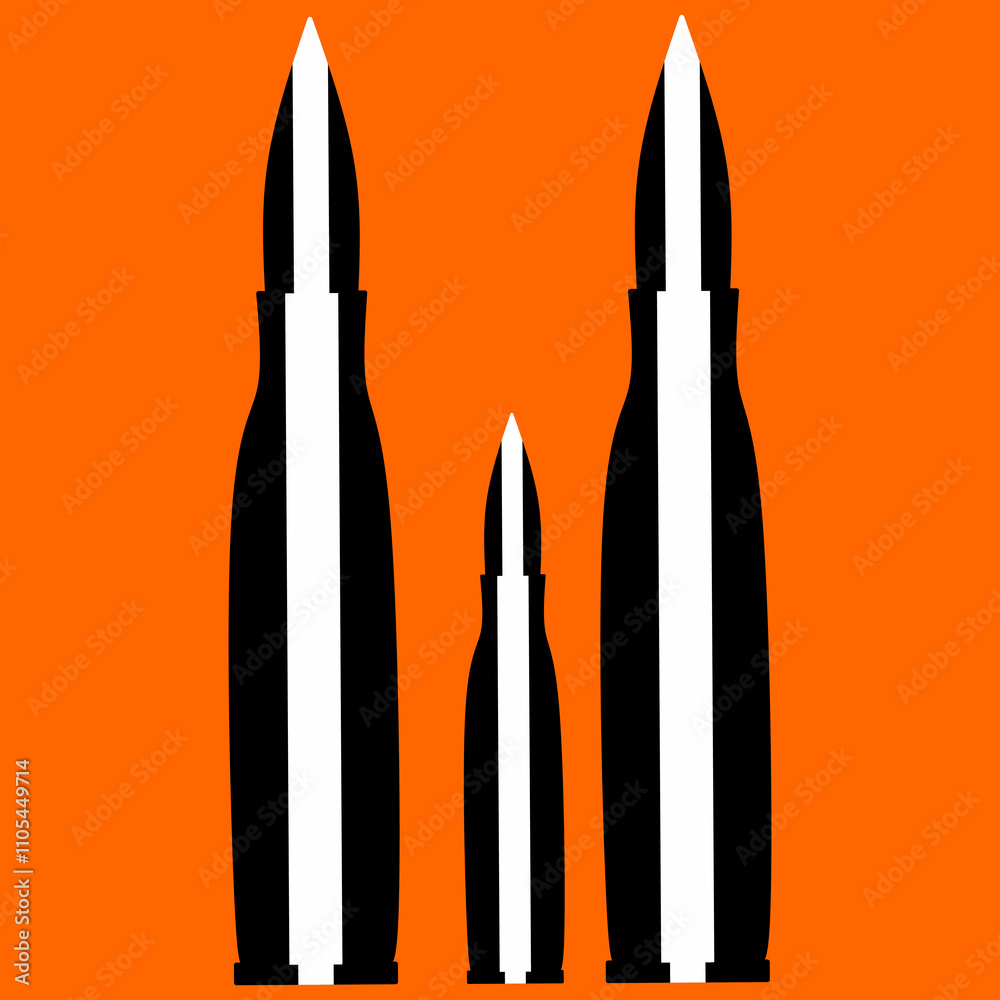 Rifle bullets on white background for automatic rifle. Caliber Bullets Rifle bullets on white background for automatic rifle. Caliber Bullets