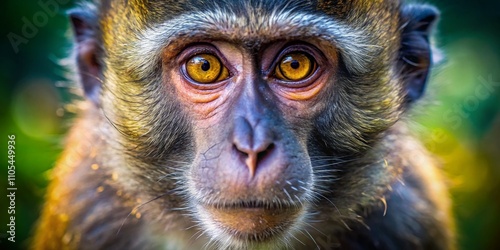 A Close-Up of a Monkey's Face with a Softly Blurred Background, Capturing the Intricacies of Its Expression and Unique Features in Stunning Detail