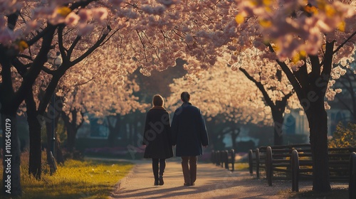 Strolls in Spring Park: families and friends walking through a park photo