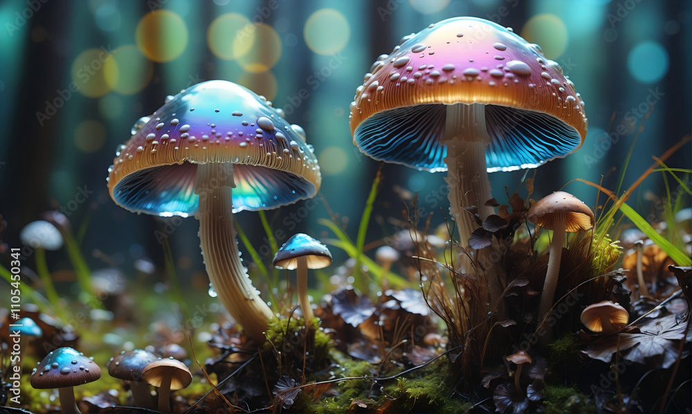Fototapeta premium Fluorescent mushroom in the forest