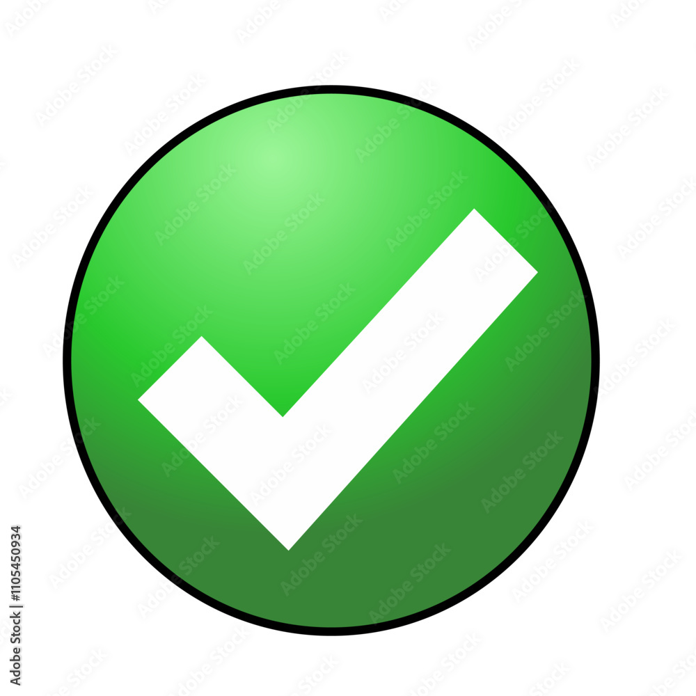 Check mark icon. Check mark with green circle. Suitable for approval, voting, confirmation, choice. Vector illustration Check mark icon. Check mark with green circle. Suitable for approval, voting, confirmation, choice. Vector illustration