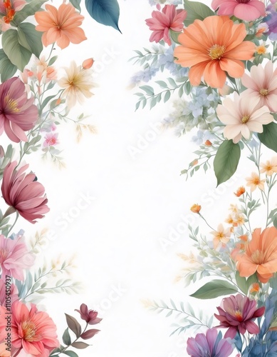 Flower bordered white background