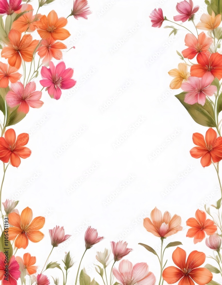 Fototapeta premium Flower bordered white backdrop