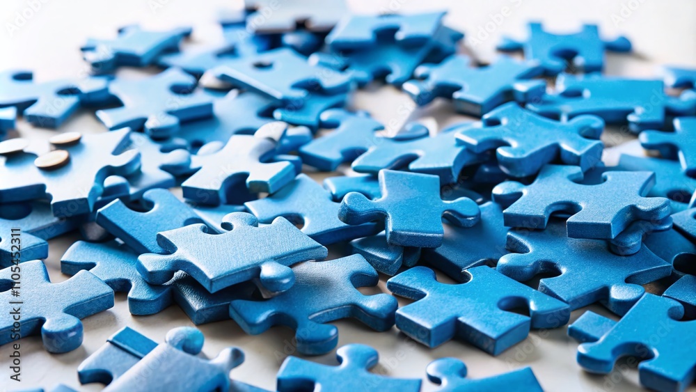 A Creative Composition of Blue Puzzle Pieces on a White Background, Symbolizing Problem Solving and Teamwork in Architectural Design Contexts A Creative Composition of Blue Puzzle Pieces on a White Background, Symbolizing Problem Solving and Teamwork in Architectural Design Contexts