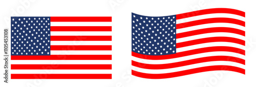 USA flag.  Usa flag vector. American national symbol of united states with stars stripes illustration on white background.