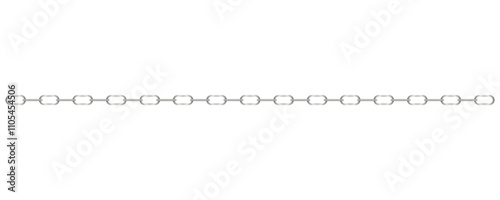 Long silver metal chain isolated on transparent background PNG