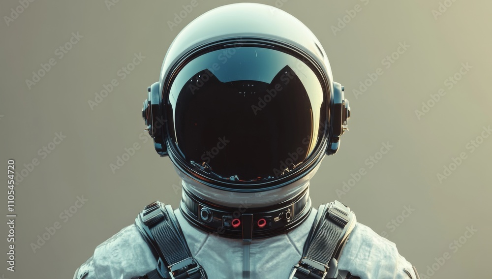 futuristic astronaut on gray background 