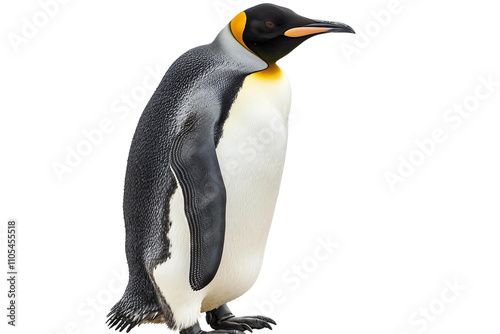 Majestic Emperor Penguin Standing Tall in the Snow Isolated on Transparent Background