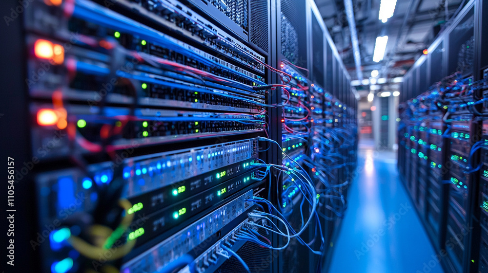 Data center operations high-tech facility server management industrial environment close-up view ai generate insights Data center operations high-tech facility server management industrial environment close-up view ai generate insights