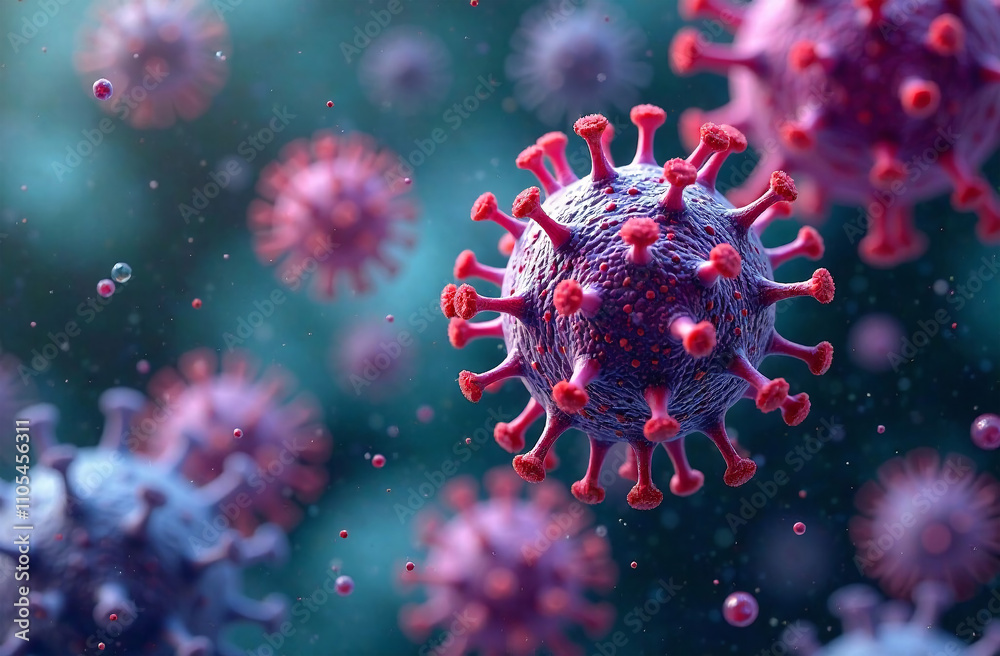 Microbes including virus cells and bacteria depicted on an abstract background. 3D illustration Microbes including virus cells and bacteria depicted on an abstract background. 3D illustration