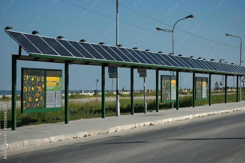 Solar Powered Bus Stops With Informative Posters Solar Powered Bus Stops With Informative Posters