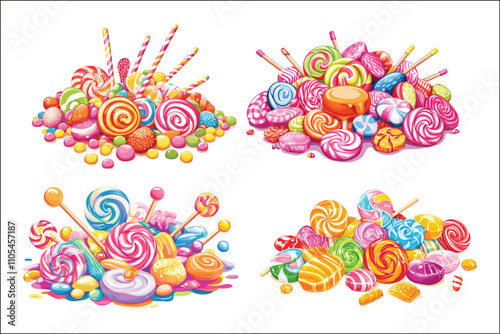 Whimsical Watercolor Candy & Lollipop Vector Art Collection