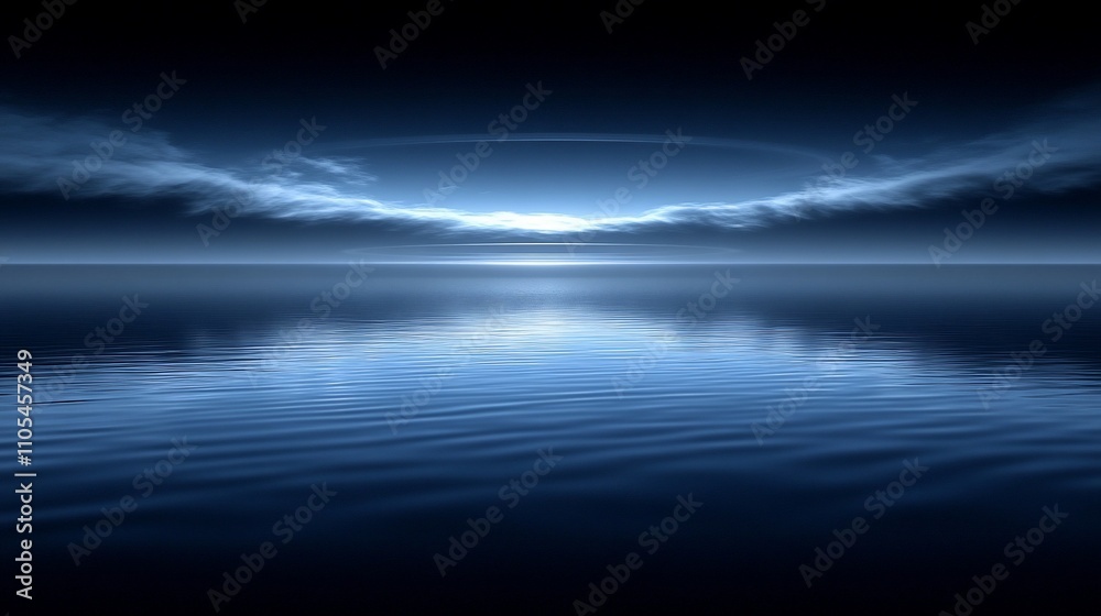Here's a possible and keyword list for your image.. Serene night seascape with moonlit horizon and calm water reflection. Here's a possible and keyword list for your image.. Serene night seascape with moonlit horizon and calm water reflection.