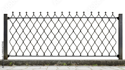 Isolated metal fence with steel grid pattern – modern security barrier and industrial design photo