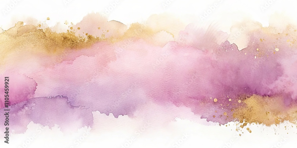 Fototapeta premium Abstract Watercolor Background with Pink, Purple, and Gold Hues