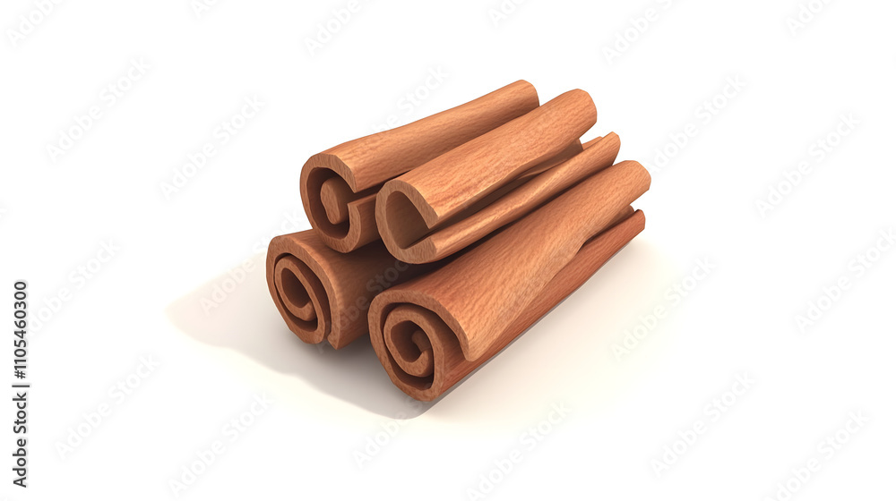 Three cinnamon sticks isolated on white background. Three cinnamon sticks isolated on white background.