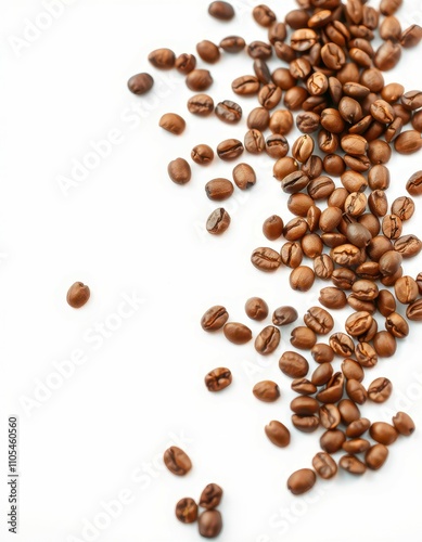 Freshly roasted coffee beans scattered on a clean surface inviting a rich aroma and flavor experience