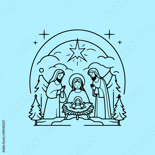 Three children are singing Christmas carols and gift 10