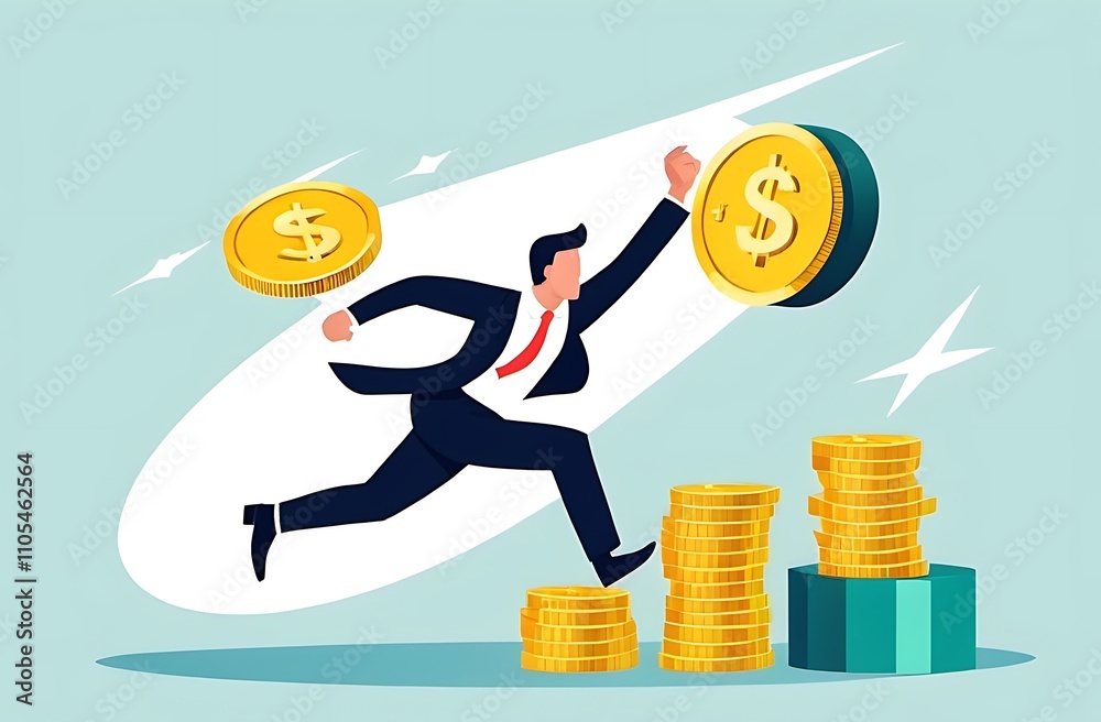 Chasing high performance active mutual fund, buying rising star stock or funds, catch or grab hot ETFs concept, businessman investor run chasing try to catch high performance attractive dollar coin. Chasing high performance active mutual fund, buying rising star stock or funds, catch or grab hot ETFs concept, businessman investor run chasing try to catch high performance attractive dollar coin.