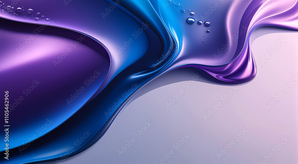 Fototapeta premium Gładka, miękka fala płynu lub tkaniny w eleganckich odcieniach granatu i jasnego błękitu, tworząca spokojny i uspokajający efekt wizualny