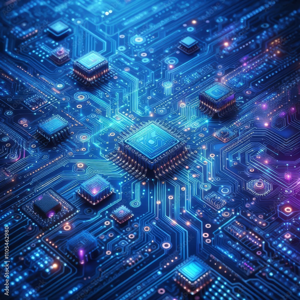 Blue-violet technology background micro circuit Blue-violet technology background micro circuit