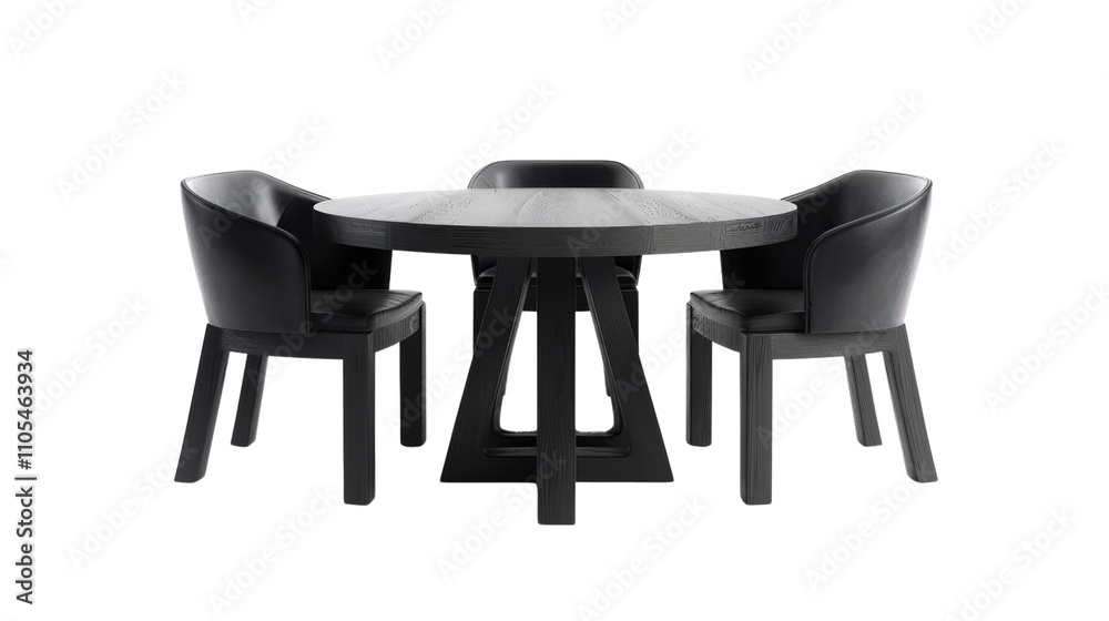 Kitchen round dining set, dark stained wood