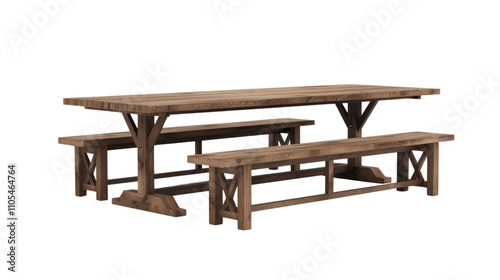 Dining table with two benches