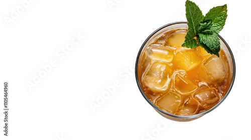 Mai tai with garnish, top down view