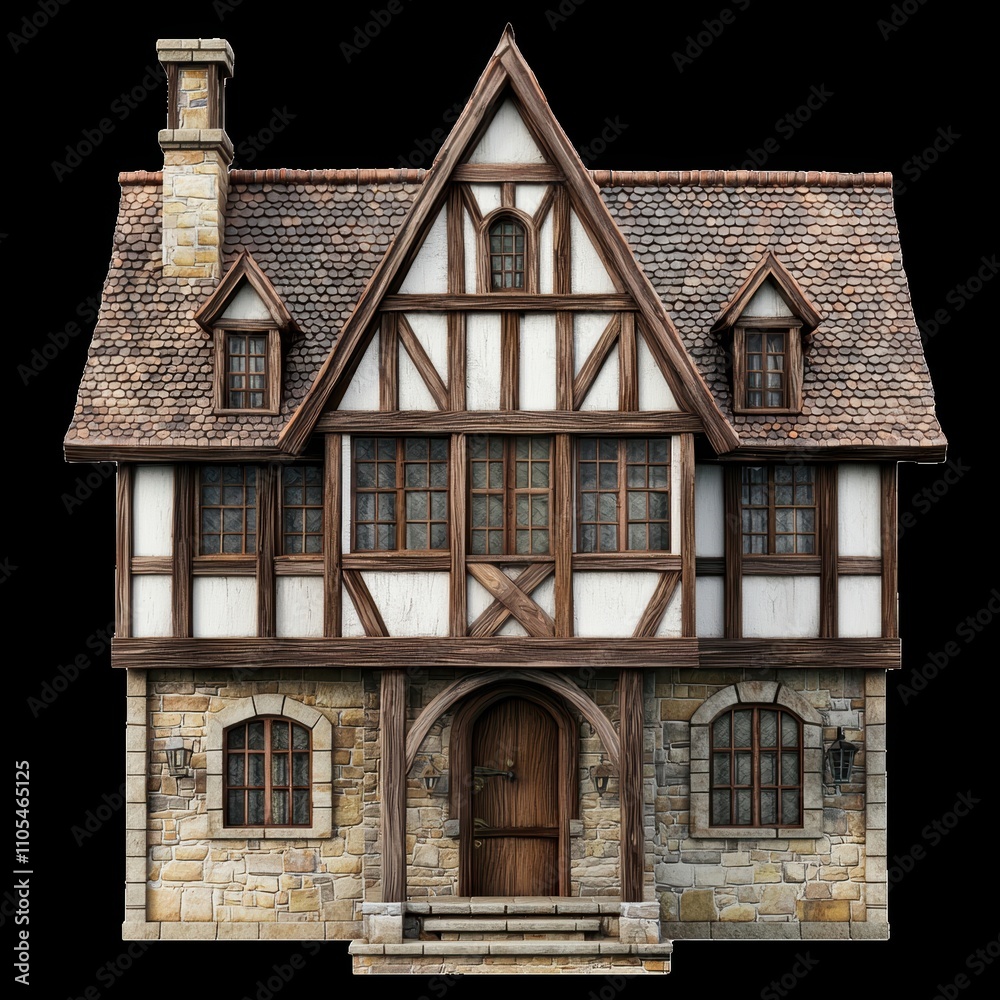 Traditional European House With Stone and Wood Elements Traditional European House With Stone and Wood Elements