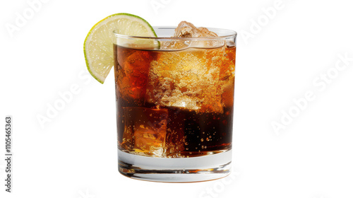 Cuba libre cocktail, single glass