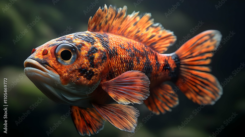Fototapeta premium Vibrant Orange Fish 3D Illustration