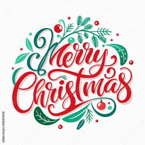 multi color text merry christmas calligraphy lettering vector illustration with fun brush ink typography for photo overlays t-shirt print flyer poster design