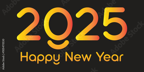 2025 Happy new year design on black background. Vector illustration.