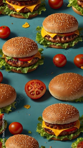 Wallpaper Mural hamburger on a wooden board Torontodigital.ca