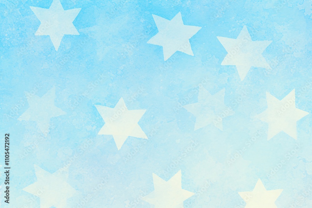 Pattern with stars of David on blue background. Watercolor illustration for design for Hanukkah, Passover, Shavuot, Israel Independence Day, Jerusalem Day, Pesach and other Jewish holidays 
