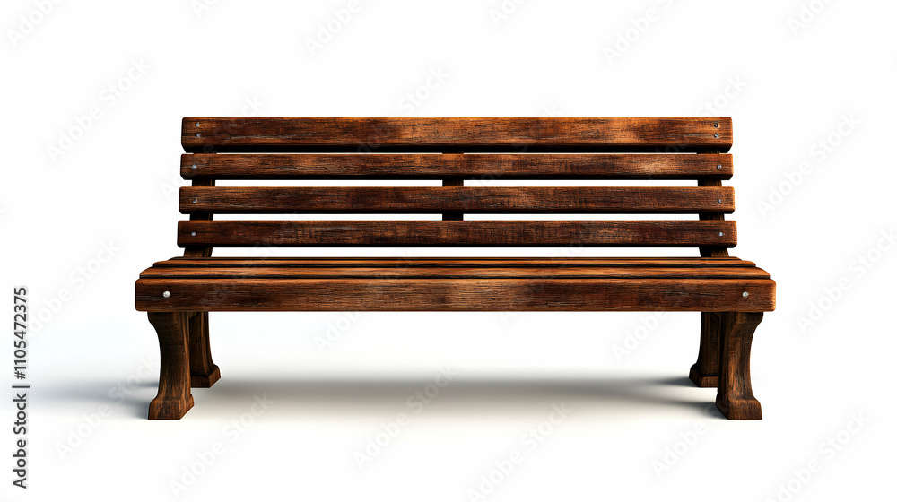 Rustic Wooden Park Bench 3D Render: A detailed model of a weathered wooden bench, ideal for outdoor settings, sits against a white background. Rustic Wooden Park Bench 3D Render: A detailed model of a weathered wooden bench, ideal for outdoor settings, sits against a white background.