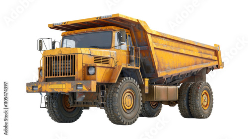 Construction dump truck, isolated