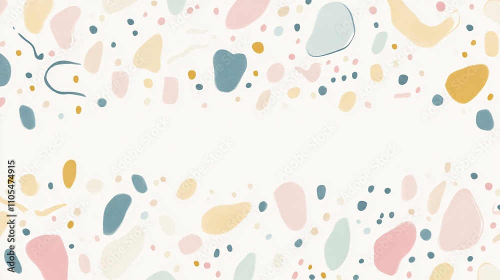 Soft pastel confetti lightly scattered on a creamy white background, with a clean horizontal band in the middle for writing Soft pastel confetti lightly scattered on a creamy white background, with a clean horizontal band in the middle for writing