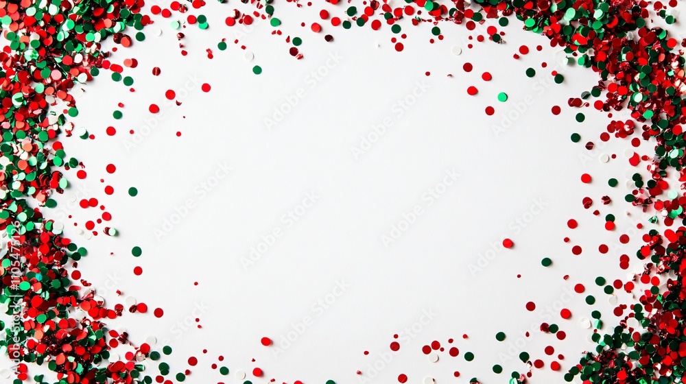 custom made wallpaper toronto digitalTiny red and green confetti pieces scattered along the edges of a soft white background, leaving a blank center for holiday greetings