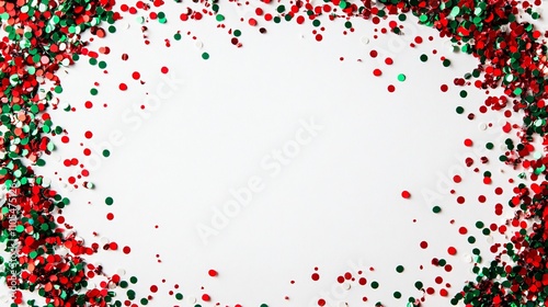 Wallpaper Mural Tiny red and green confetti pieces scattered along the edges of a soft white background, leaving a blank center for holiday greetings Torontodigital.ca