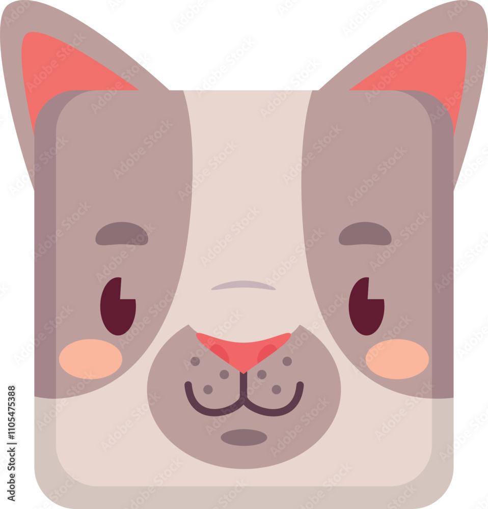 Cat square head. Animal cartoon face avatar Cat square head. Animal cartoon face avatar