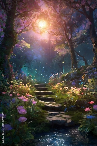 forest in the night anime style wallpapers