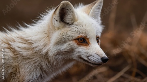 a small white fox with a big ear and a brown background is shown in this picture of a young fox with a big ear and a brown background is shown in the foreground of