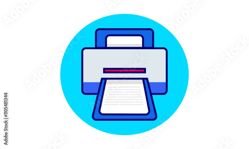 illustration Printer with paper office work vector design