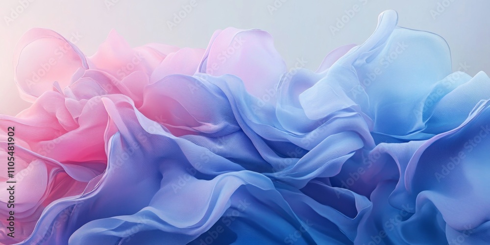 Obraz premium Serene Blue Pink Abstract Fabric Drape Flowing Gradient Texture Background